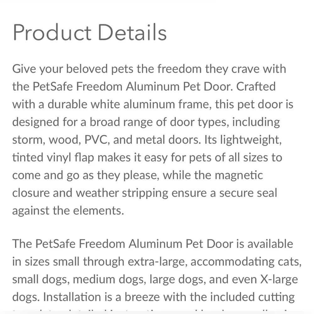 PetSafe Freedom Aluminum Pet Door and Replacement Flap, NWT